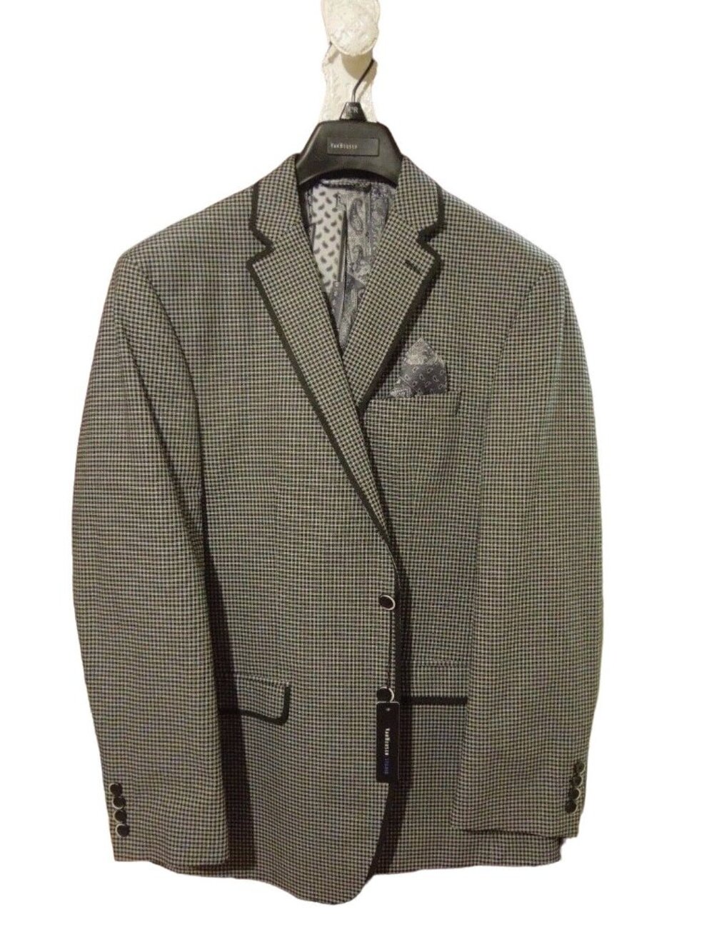 Van Heusen Studio 42 Regular Black White Checkered MSRP $195- NWT